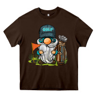 Chocolate Brown golf gnome Heavy Core Tee - BarkalooDesign