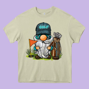 Golf Gnome Heavy Core Tee Designed By Barkaloodesign