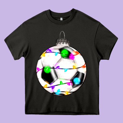 Christmas Soccer Heavy Core Tee Designed By Ranaportraitstore