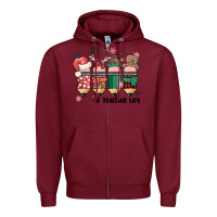 Burgundy teacher christmas Zipper Hoodie - MaliasSmallBusiness