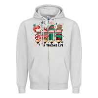 Dove Grey teacher christmas Zipper Hoodie - MaliasSmallBusiness