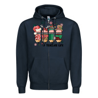 Navy teacher christmas Zipper Hoodie - MaliasSmallBusiness