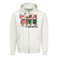 Oatmeal Heather teacher christmas Zipper Hoodie - MaliasSmallBusiness