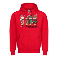 Red teacher christmas Zipper Hoodie - MaliasSmallBusiness