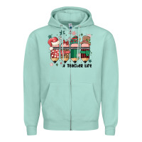 Seafoam teacher christmas Zipper Hoodie - MaliasSmallBusiness