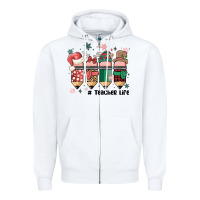 White teacher christmas Zipper Hoodie - MaliasSmallBusiness