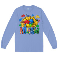 Colony Blue austism sunflower Long Sleeve Tee - MaliasSmallBusiness