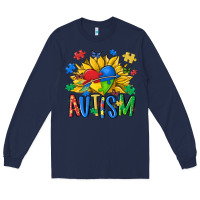 Navy austism sunflower Long Sleeve Tee - MaliasSmallBusiness