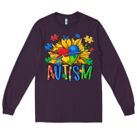 Plum austism sunflower Long Sleeve Tee - MaliasSmallBusiness