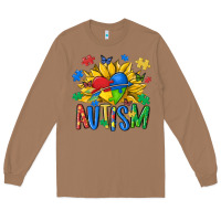 Toasted Coconut austism sunflower Long Sleeve Tee - MaliasSmallBusiness