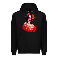 Black Mexicana Skull Girl with Roses Premium Hoodie - texasbilliewilder