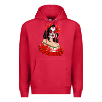 Cardinal Mexicana Skull Girl with Roses Premium Hoodie - texasbilliewilder