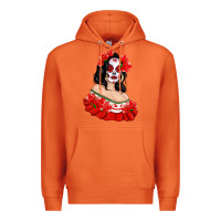 Carrot Mexicana Skull Girl with Roses Premium Hoodie - texasbilliewilder