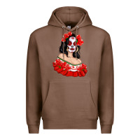 Chestnut Mexicana Skull Girl with Roses Premium Hoodie - texasbilliewilder