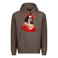 Coffee Mexicana Skull Girl with Roses Premium Hoodie - texasbilliewilder