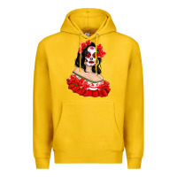 Lemon Mexicana Skull Girl with Roses Premium Hoodie - texasbilliewilder