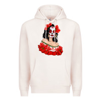 Pale Pink Mexicana Skull Girl with Roses Premium Hoodie - texasbilliewilder