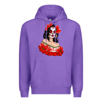 Purple Mexicana Skull Girl with Roses Premium Hoodie - texasbilliewilder