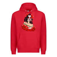 Red Mexicana Skull Girl with Roses Premium Hoodie - texasbilliewilder