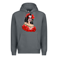 Rock Mexicana Skull Girl with Roses Premium Hoodie - texasbilliewilder