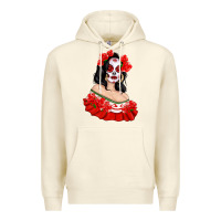 Sandshell Mexicana Skull Girl with Roses Premium Hoodie - texasbilliewilder