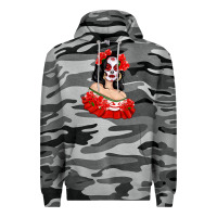 Slate Camo Mexicana Skull Girl with Roses Premium Hoodie - texasbilliewilder