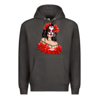 Smoke Mexicana Skull Girl with Roses Premium Hoodie - texasbilliewilder