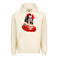 Tofu Mexicana Skull Girl with Roses Premium Hoodie - texasbilliewilder