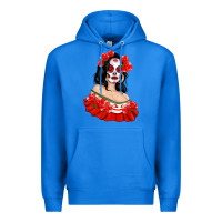True Royal Mexicana Skull Girl with Roses Premium Hoodie - texasbilliewilder