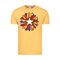 Vintage Mustard american flag and sunflower with star Vintage Tee - Artiststas