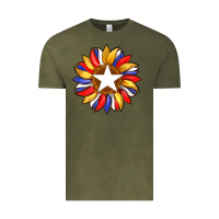 Vintage Olive american flag and sunflower with star Vintage Tee - Artiststas
