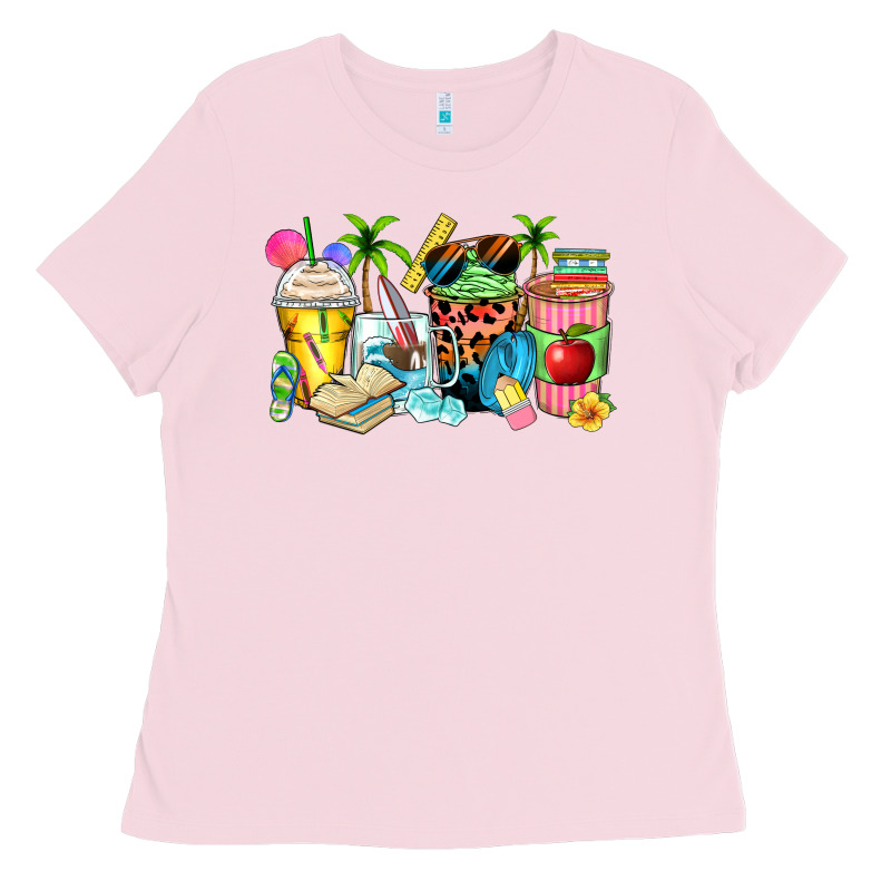 Summer Teacher Coffee Cups Ladies Tee by Zillion Design Studio | Teevron