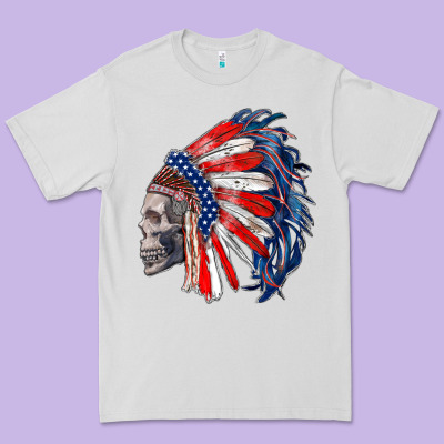 American Indian Headdress With Skull Premium Tee Designed By Ranaportraitstore
