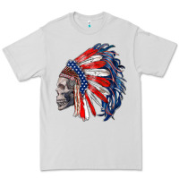 Dove Grey american indian headdress with skull Premium Tee - RanaPortraitStore