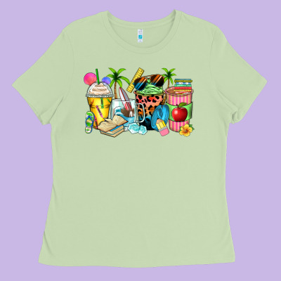 Summer Teacher Coffee Cups Ladies Tee Designed By Zillion Design Studio