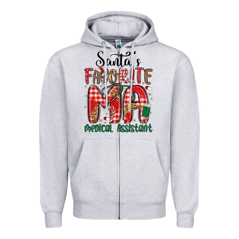Santa Favorite Medical Assistant Zipper Hoodie by MaliasSmallBusiness | Teevron