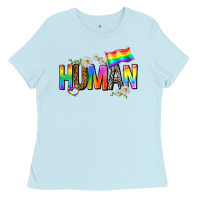 Baby Blue human with daisies Ladies Tee - texasbilliewilder