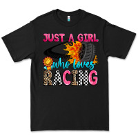 Black just a girl who loves racing Premium Tee - Zillion Design Studio