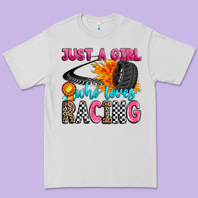 Just A Girl Who Loves Racing Premium Tee Designed By Zillion Design Studio