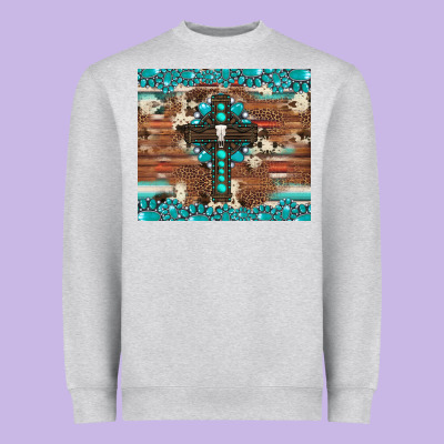 Gemstone And Cross With Cowhide Heavyweight Sweatshirt Designed By Artiststas