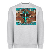 Heather Grey gemstone and cross with cowhide Heavyweight Sweatshirt - Artiststas
