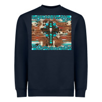 Navy gemstone and cross with cowhide Heavyweight Sweatshirt - Artiststas