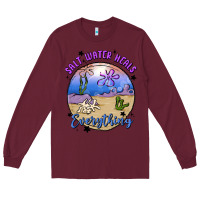 Burgundy salt water heals everything Long Sleeve Tee - MaliasSmallBusiness