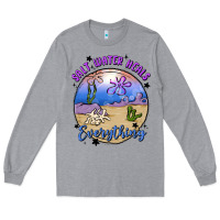 Heather Grey salt water heals everything Long Sleeve Tee - MaliasSmallBusiness