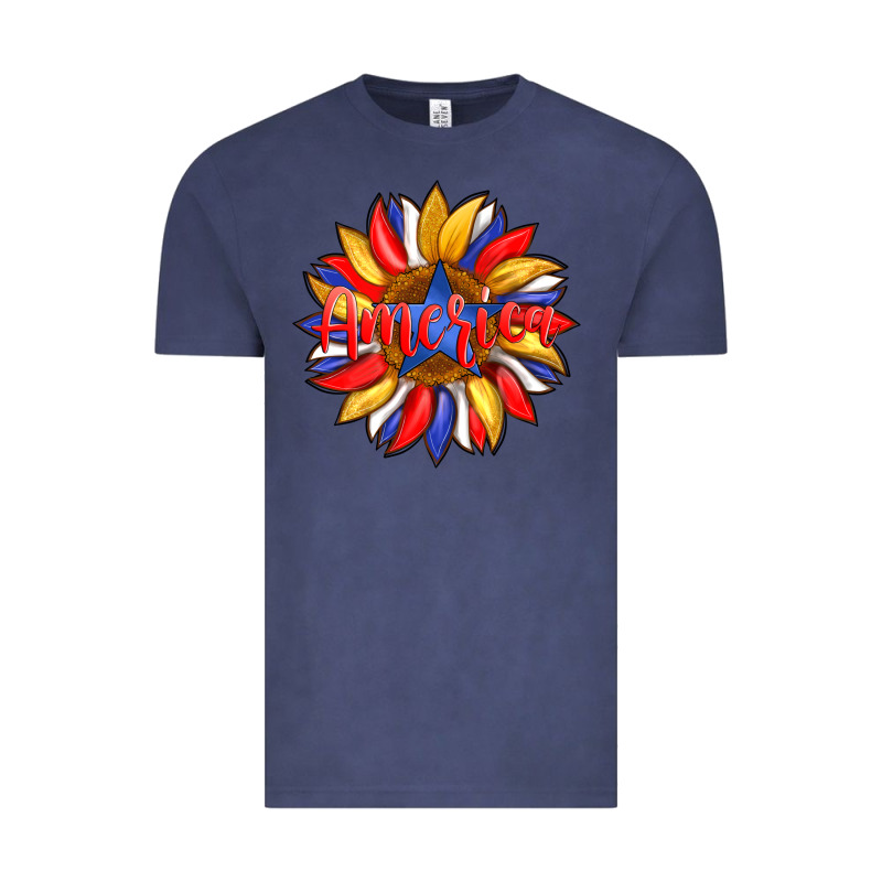 America With American Flag Colors And Sunflower With Star Vintage Tee by Artiststas | Teevron