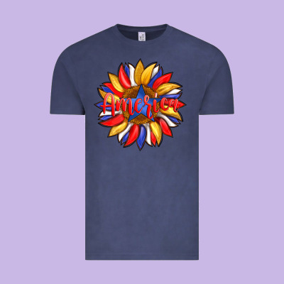 America With American Flag Colors And Sunflower With Star Vintage Tee Designed By Artiststas