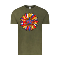 Vintage Olive america with american flag colors and sunflower with star Vintage Tee - Artiststas