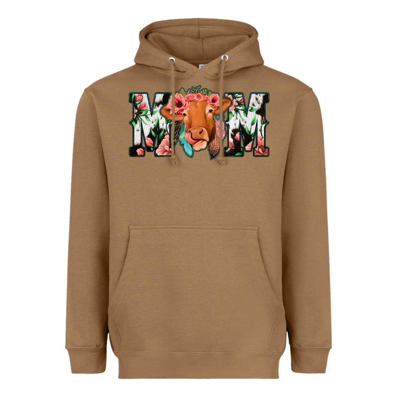 Cowhide Floral Feather Cow Mom Heavyweight Hoodie by Bettercallsaul | Teevron