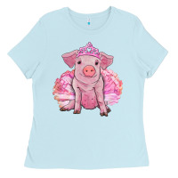 Baby Blue Balerina pig with tutu Ladies Tee - RanaPortraitStore