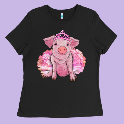 Balerina Pig With Tutu Ladies Tee Designed By Ranaportraitstore